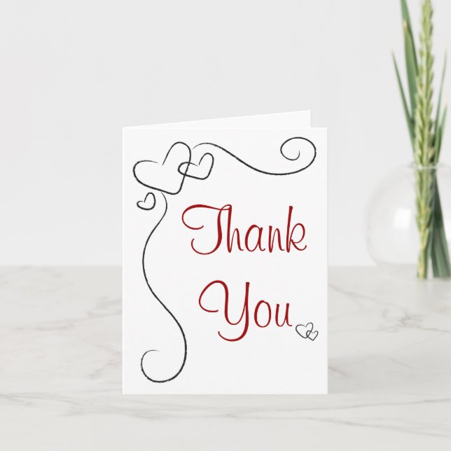 Cartão De Agradecimento Obrigado elegante do coração você (Frente)