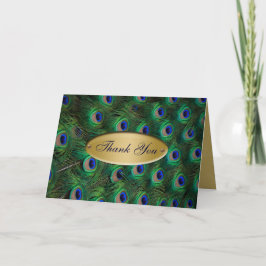 Cartão De Agradecimento obrigado elegante do pavão do ouro você