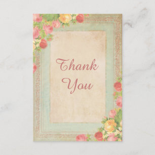 Cartão De Agradecimento Obrigado elegante dos rosas do vintage você
