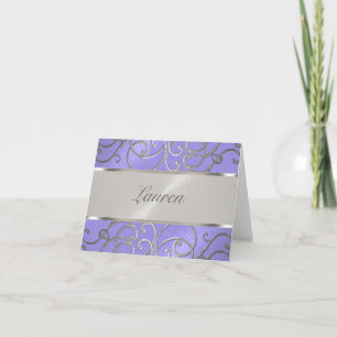 Cartão De Agradecimento Obrigado Elegante Lavanda Purple Silver Filigre