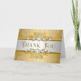 Cartão De Agradecimento Obrigado Elegante Ouro Prata renda Diamante Sobrep