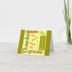 Cartão De Agradecimento Obrigado em muitas línguas Design de tipografia