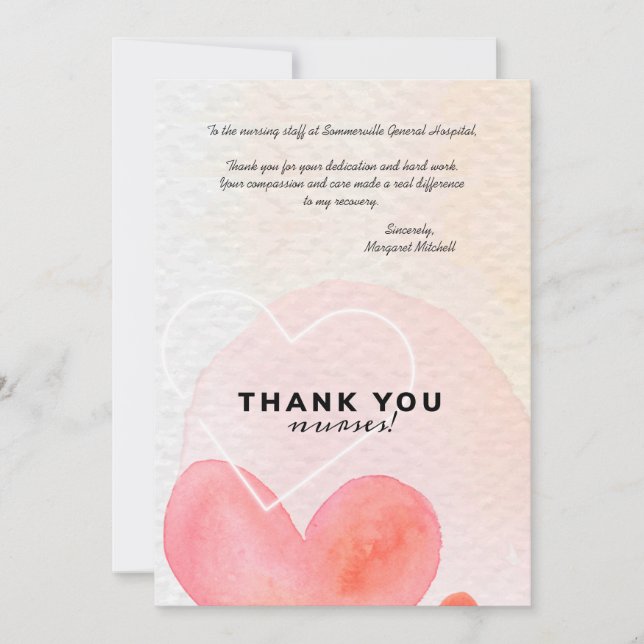 Cartão De Agradecimento Obrigado Enfermeiras (Frente)