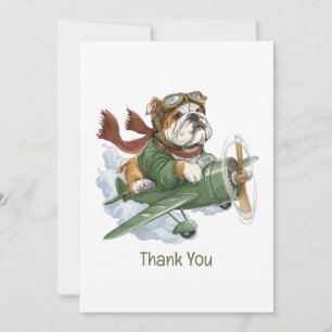 Cartão De Agradecimento Obrigado English Bulldog Piloto Avião