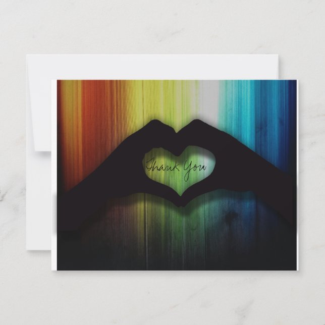 Cartão De Agradecimento Obrigado entregar corações com madeira do (Frente)