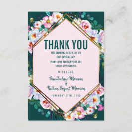 Cartão De Agradecimento Obrigado esmeralda do jade da guarnição Dourado