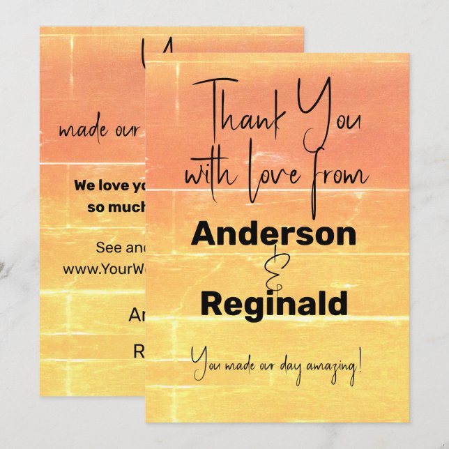 Cartão De Agradecimento Obrigado Espaço pela Mensagem de Verão de Pêssego  (Frente/Verso)