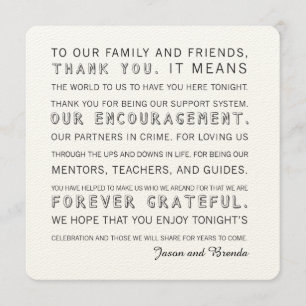 Cartão De Agradecimento Obrigado feito sob encomenda do dia do casamento