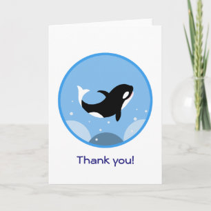 Cartão De Agradecimento Obrigado feliz da baleia de assassino da orca voc