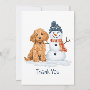 Cartão De Agradecimento Obrigado Férias de Inverno Goldendoodle Cachorro B