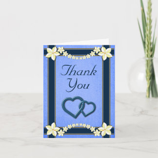Cartão De Agradecimento Obrigado floral azul rústico do casamento você
