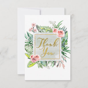 Cartão De Agradecimento Obrigado Floral Botânico Moderno Elegante Chic