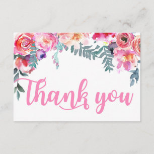 Cartão De Agradecimento Obrigado floral da aguarela moderna você