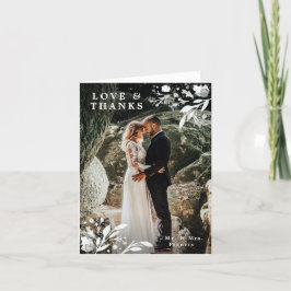 Cartão De Agradecimento Obrigado floral da foto do casamento da aguarela