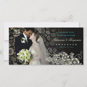 Cartão De Agradecimento Obrigado floral do casamento de Boho Paisley você