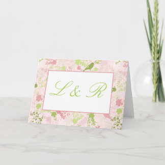 Cartão De Agradecimento Obrigado floral do casamento do rosa & do verde