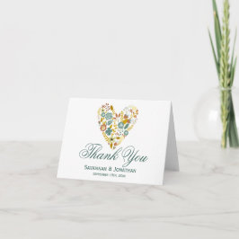 Cartão De Agradecimento Obrigado floral do casamento outono do coração do