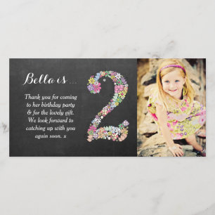 Cartão De Agradecimento Obrigado floral do segundo aniversário das meninas