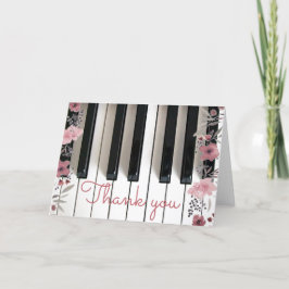 Cartão De Agradecimento obrigado floral do teclado de piano elegante