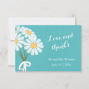 Cartão De Agradecimento Obrigado floral elegante das margaridas brancas