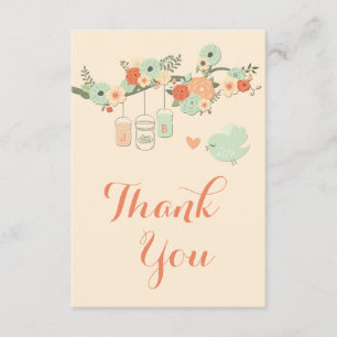 Cartão De Agradecimento Obrigado floral personalizado do pássaro da árvo