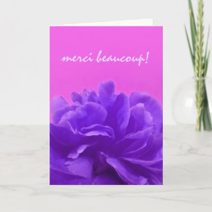 Cartão De Agradecimento Obrigado floral roxo de Merci Beaucoup você