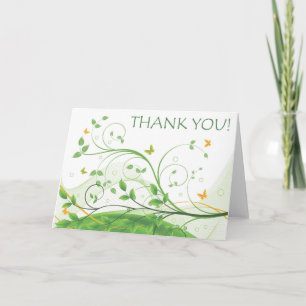 Cartão De Agradecimento Obrigado (Floral Verde e Laranja)