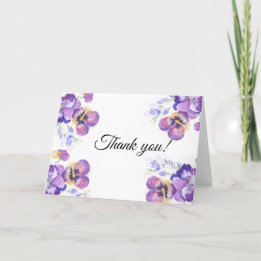 Cartão De Agradecimento Obrigado flores de amor-perfeito roxas