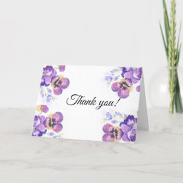 Cartão De Agradecimento Obrigado flores de amor-perfeito roxas