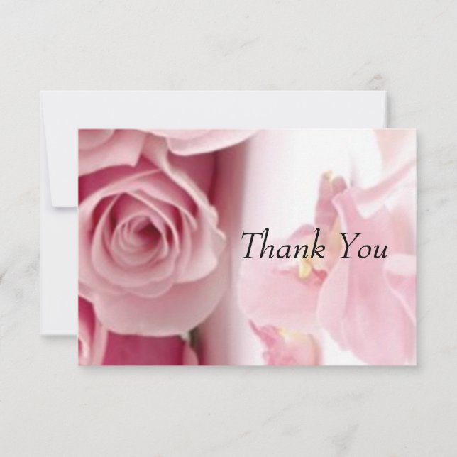 Cartão De Agradecimento Obrigado Flores Rosa (Frente)