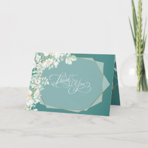 Cartão De Agradecimento Obrigado! Flores selvagens e Berries Geométrico