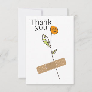 Cartão De Agradecimento Obrigado Flower E Plaster Para O Médico Enfermeiro