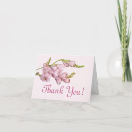 Cartão De Agradecimento Obrigado! Folhas de Verdura Floral Cereja Rosa