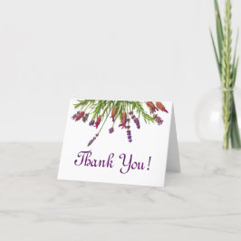 Cartão De Agradecimento Obrigado! Folhas Verdejantes Florais Lavanda Roxo