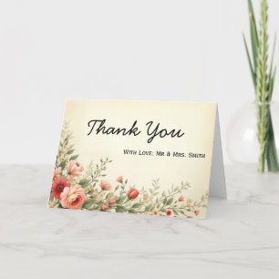 Cartão De Agradecimento Obrigado Fonte Chic Floral Personalizada Estilosa