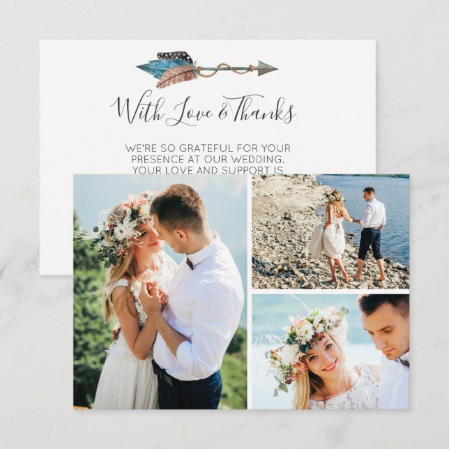 Cartão De Agradecimento Obrigado Foto Da Seta De Penas De Turquesa Rusta (Frente/Verso)