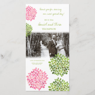 Cartão De Agradecimento Obrigado Foto De Casamento De Sangue Rosa E Verde