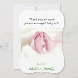 Cartão De Agradecimento Obrigado Foto do Chá de fraldas Verde