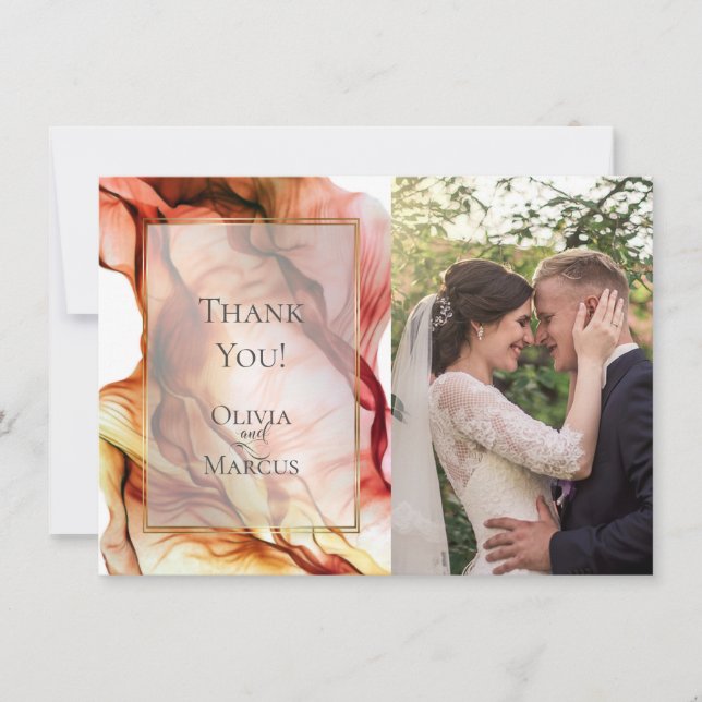 Cartão De Agradecimento Obrigado! | FOTO IMAGEM Colunas de outono Abstrato (Frente)