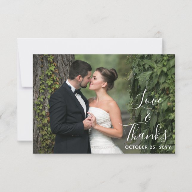 Cartão De Agradecimento Obrigado Foto Personalizada De Casamento De Madeir (Frente)