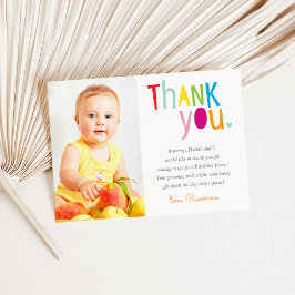 Cartão De Agradecimento OBRIGADO FOTO tipografia moderna colorida arco-íri