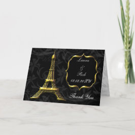 Cartão De Agradecimento Obrigado francês do casamento da torre Eiffel