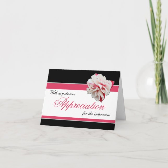 Cartão De Agradecimento Obrigado fúcsia da entrevista do preto do rosa da (Frente)