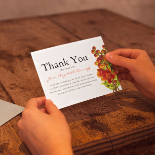 Cartão De Agradecimento Obrigado fúnebre você memorial vermelho da papoi