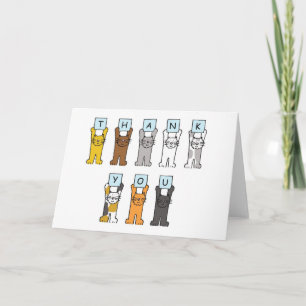 Cartão De Agradecimento Obrigado Gatos de Cartoon