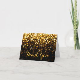 Cartão De Agradecimento Obrigado Glam do Glitz preto Dourado de Hollywood