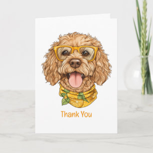 Cartão De Agradecimento Obrigado Goldendoodle Cachorro Óculos de Sol Laran