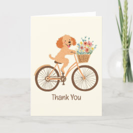 Cartão De Agradecimento Obrigado Goldendoodle Dog Biking Flowers