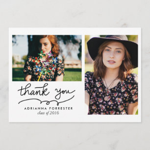 Cartão De Agradecimento Obrigado graduado simples moderno você duas fotos