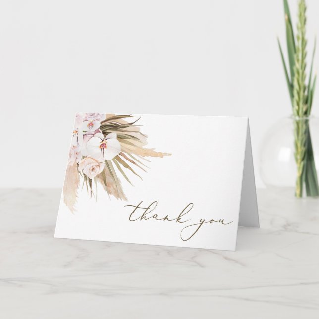 Cartão De Agradecimento Obrigado Grama Pampas Boho (Frente)